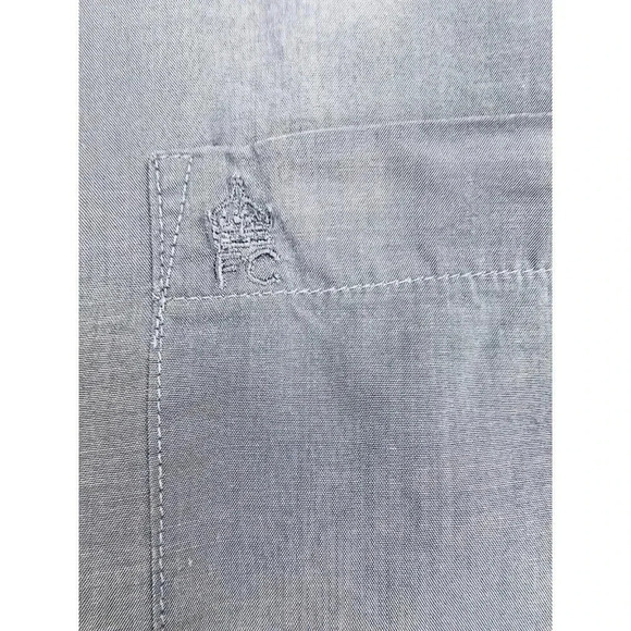 French Connection Size Small Mens Blue Embroidered Pocket Logo Button Down Shirt - Picture 6 of 11
